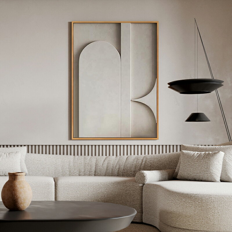 侘寂風3d立體玄關裝飾畫客廳沙發背景墻掛畫現代簡約輕奢雕刻壁畫