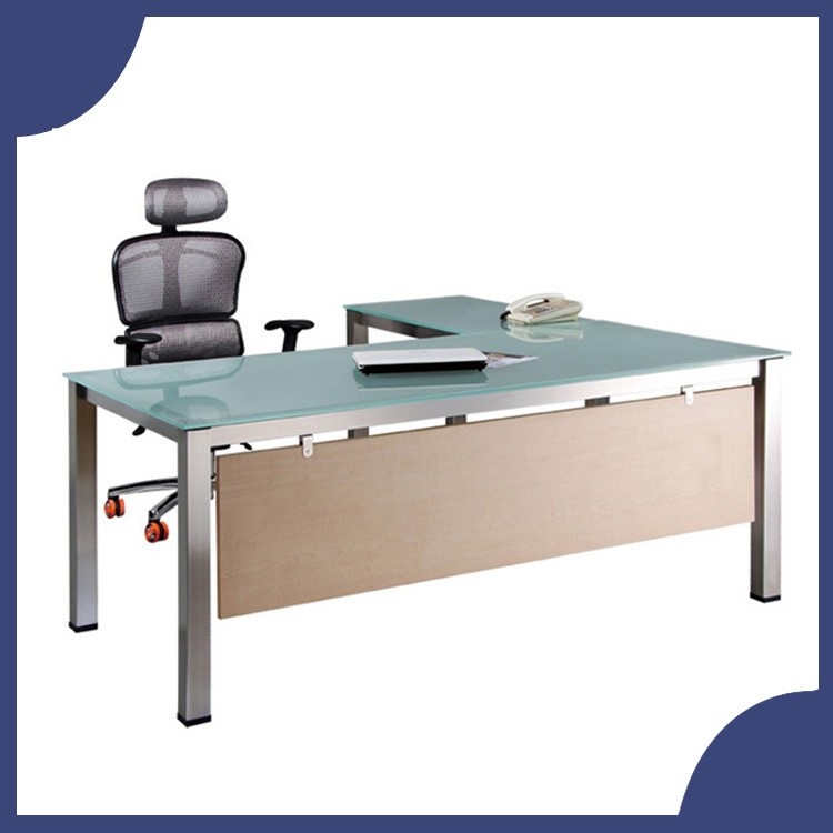 【屬過大商品，運費請先詢問】辦公家具 SKA-18090MG+SKA-9050MG 不銹鋼 強化霧面玻璃 主管桌 辦公桌 書桌 桌子