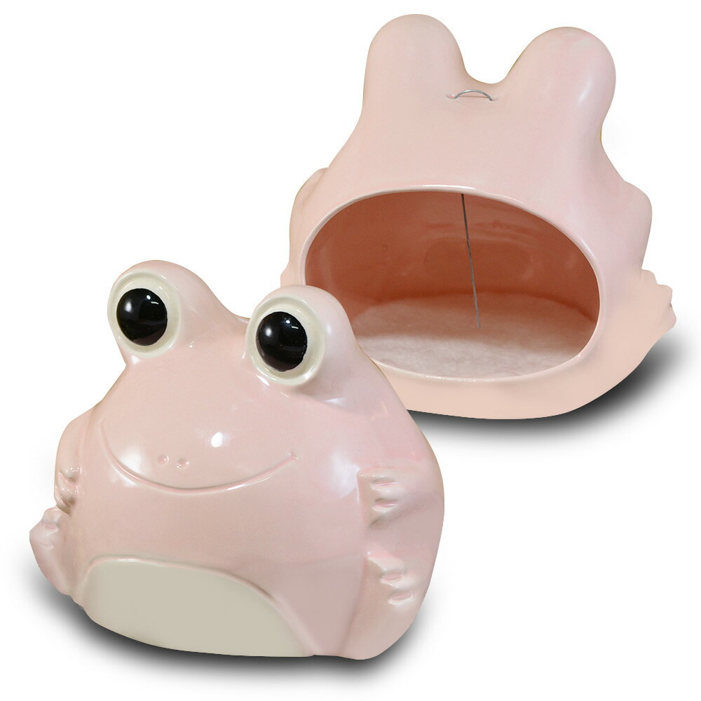 【堯峰陶瓷】日本製 療癒青蛙公仔 粉紅金錢蛙 水晶礦物器 寵物睡盆 單入 | 陶瓷蚊香座 可置水晶礦物石頭 多用途擺飾品