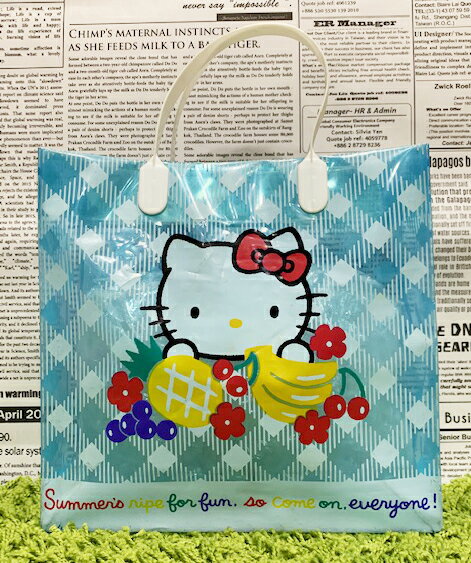 【震撼精品百貨】Hello Kitty 凱蒂貓 日本SANRIO三麗鷗KITTY塑膠袋/購物袋-水果藍*31736 震撼日式精品百貨