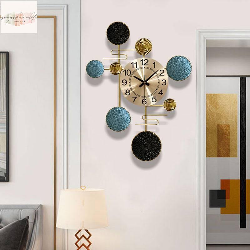 中式鐘錶 靜音掛鐘 祥雲造型 客廳家用 金屬簡約時鐘 輕奢 現代裝飾 藝術掛牆鍾