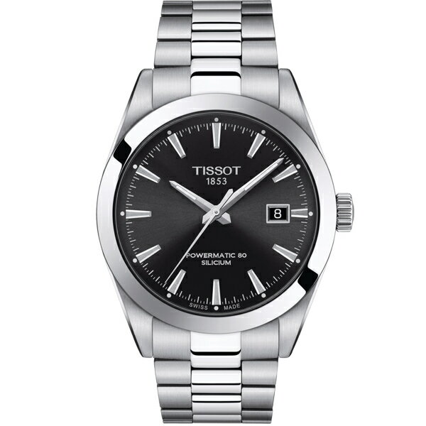 樂天卡滿5千回饋10%｜TISSOT 天梭錶 GENTLEMAN紳士的品格機械錶(T1274071105100)-40mm-黑面鋼帶★11月限定★