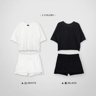 【JOKO JOKO】台灣 - 細絨布 不修邊 前短 後長 套裝 黑色