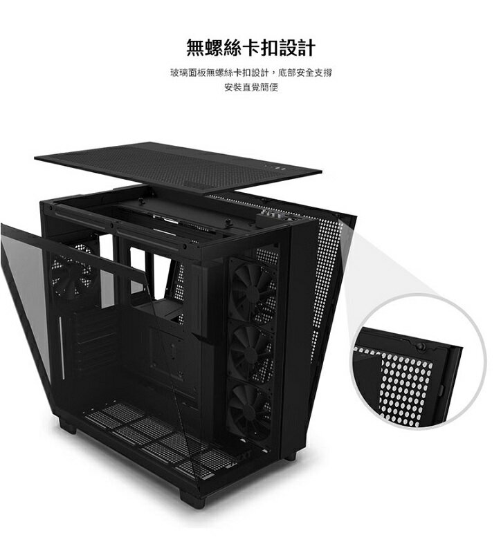 【享最高折300】NZXT 恩傑 H9 Flow 全透側電腦機殼 黑色/白色 4