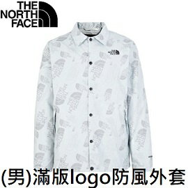 [ THE NORTH FACE ] 男 滿版logo印花防風外套 灰 / NF0A7QTN8Q2