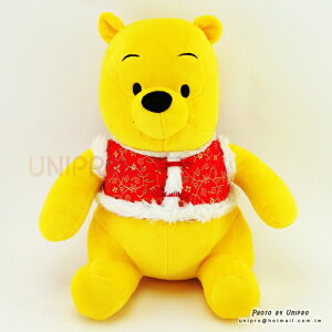 【UNIPRO】迪士尼 小熊維尼 坐姿 背心 棉襖 維尼 絨毛玩偶 娃娃 30公分 Winnie the Pooh