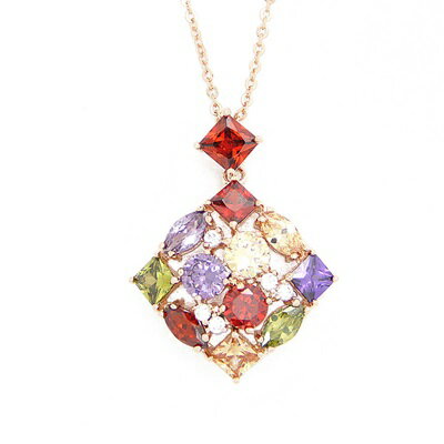 現貨+預購 925純銀項鍊水晶吊墜-方形造型美艷精緻女飾品七夕情人節生日聖誕節交換禮物73bh7【獨家進口】【米蘭精品】