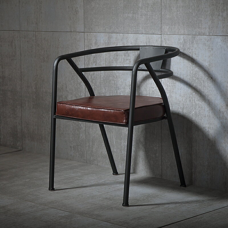 優樂悅~loft美式復古工業風鐵藝皮革沙發休閑椅凳子餐椅咖啡廳家用椅椅子