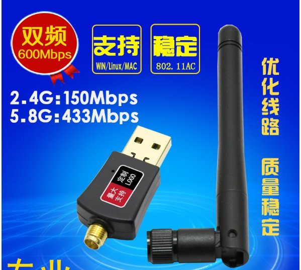 【保固一年 超強雙頻高穿透 】台灣晶片無線網卡 長距600M 雙頻 無線接收器 高速上網 網卡 usb 天線 wifi