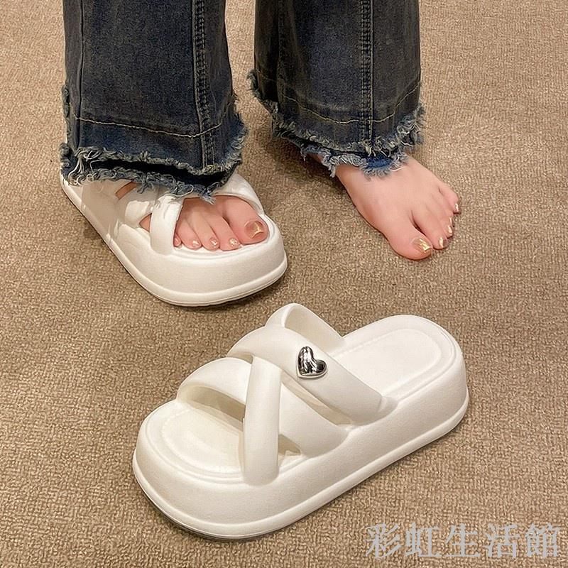 厚底拖鞋女5cm增高交叉麵包拖鞋外穿EVA軟底涼鞋防滑沙灘涼拖鞋