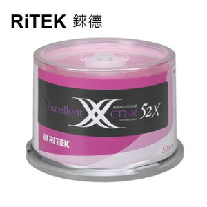 EF【RiTEK錸德】 52X CD-R 桶裝 700MB X版 50片/組