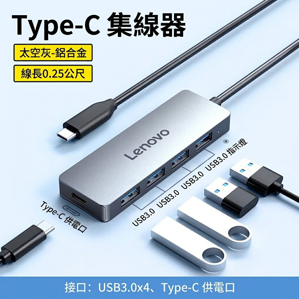 LENOVO 聯想 TYPE-C USB-C HUB 5IN1 集線器H1-A04C 五合一 分享器 USB3.0*4