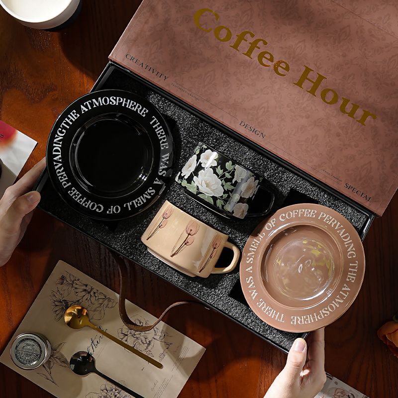 免運/可開票 杯子 咖啡杯 馬克杯 茶杯 水杯 陶瓷咖啡杯碟套裝情侶對杯子禮盒裝新婚結婚生日禮物杯具伴手禮
