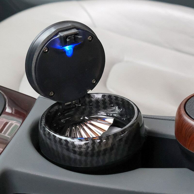 車閃NA 車載菸灰缸 易清洗按壓帶燈帶蓋 創意車內車汽車