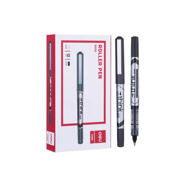得力 Deli 直液式鋼珠筆 黑色 0.5mm 12支 /盒 EQ20020
