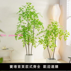 仿真綠植南天竹盆栽大型落地式高檔擺件室內客廳假綠植網紅裝飾