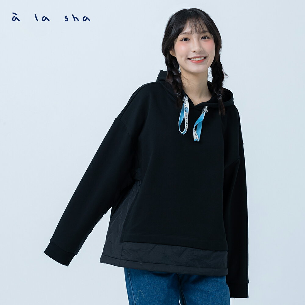 a la sha 連帽拼接尼龍上衣 2