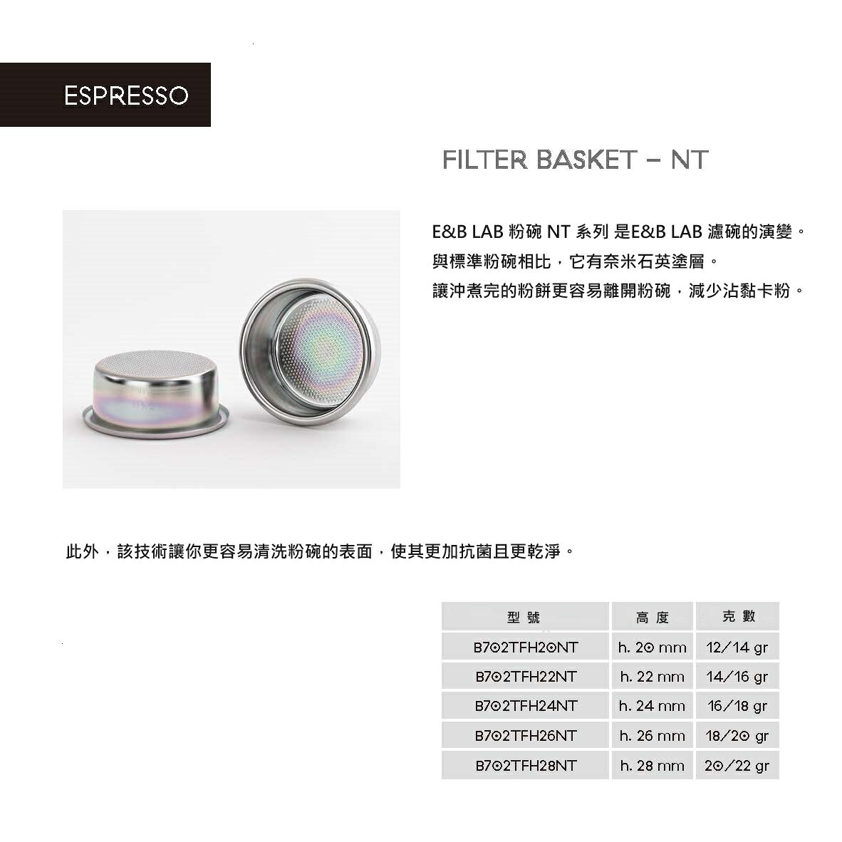 E&B Lab by IMS 義大利 B702TFH 系列 Espresso 58mm 義式咖啡 濾杯 粉碗 奈米塗層 3