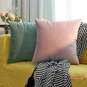 沙發毛絨抱枕簡約色臟粉色靠墊灰色天鵝絨靠背床頭莫蘭迪色靠枕