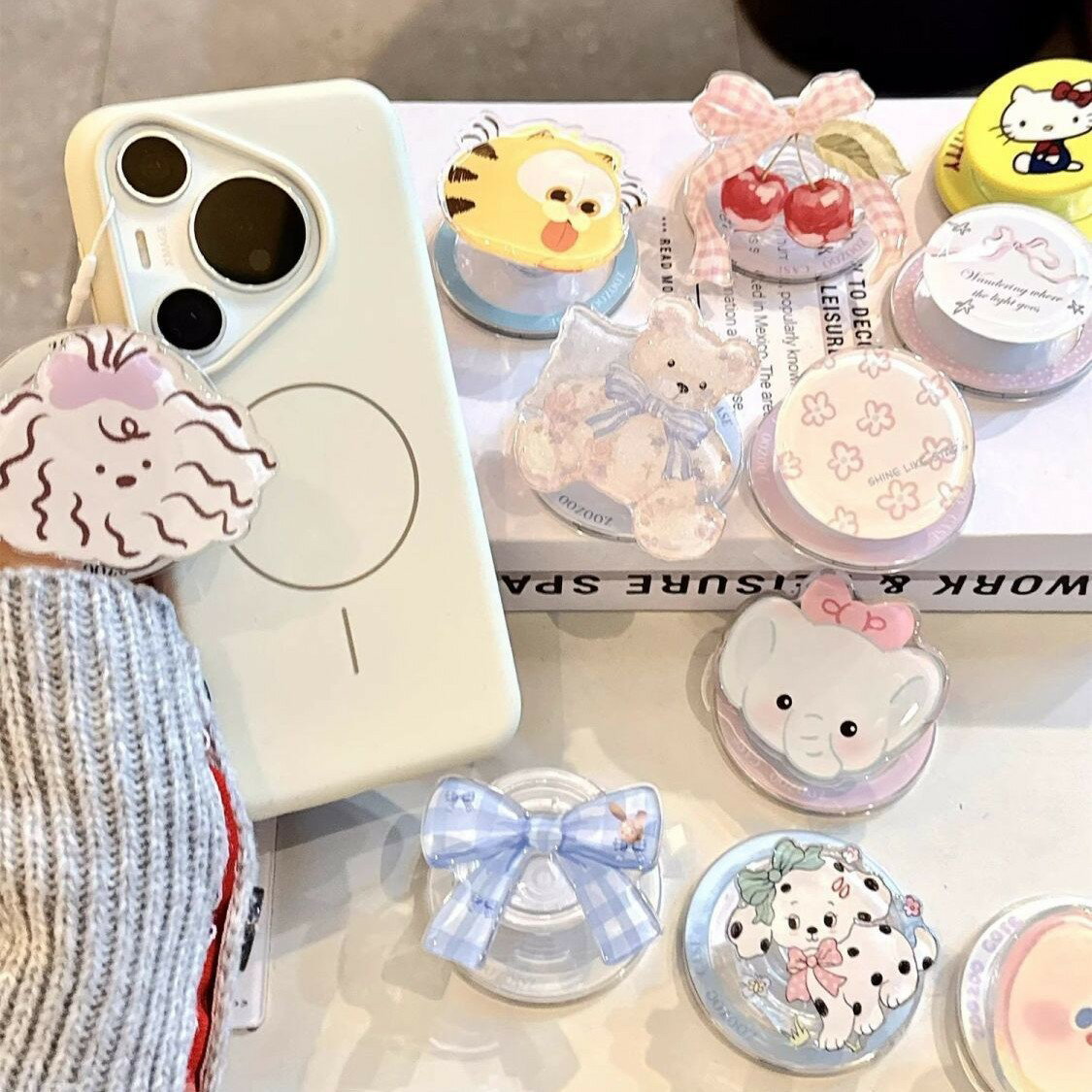 少女心卡通可愛圖案情侶Magsafe磁吸支架適用任何手機殼強力吸附