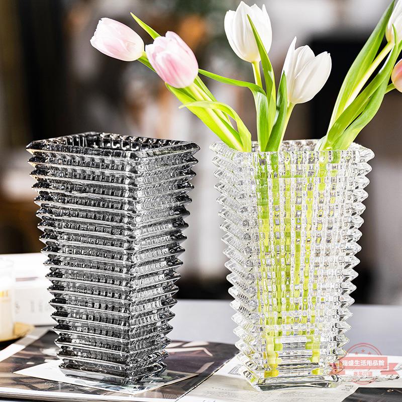 2021新款簡約手工水晶玻璃花瓶透明水養插花餐桌裝飾客廳擺件