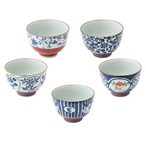 【領券滿額折100】 日本西海陶瓷 有田燒古染彩繪湯碗五入組
