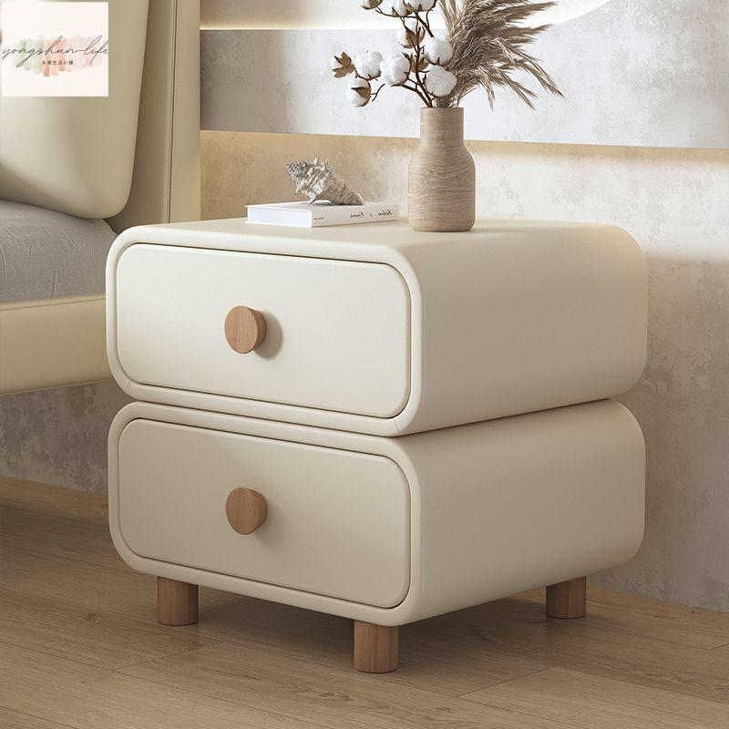新款床頭櫃小型極簡奶油風家用臥室床邊小櫃子簡約現代收納櫃整裝