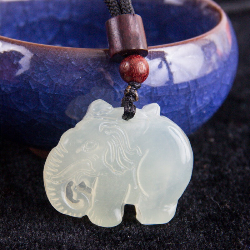 天然岫玉小象吊墜吉祥如意冰種玉石高透高亮可愛玉石玉墜寶寶掛件