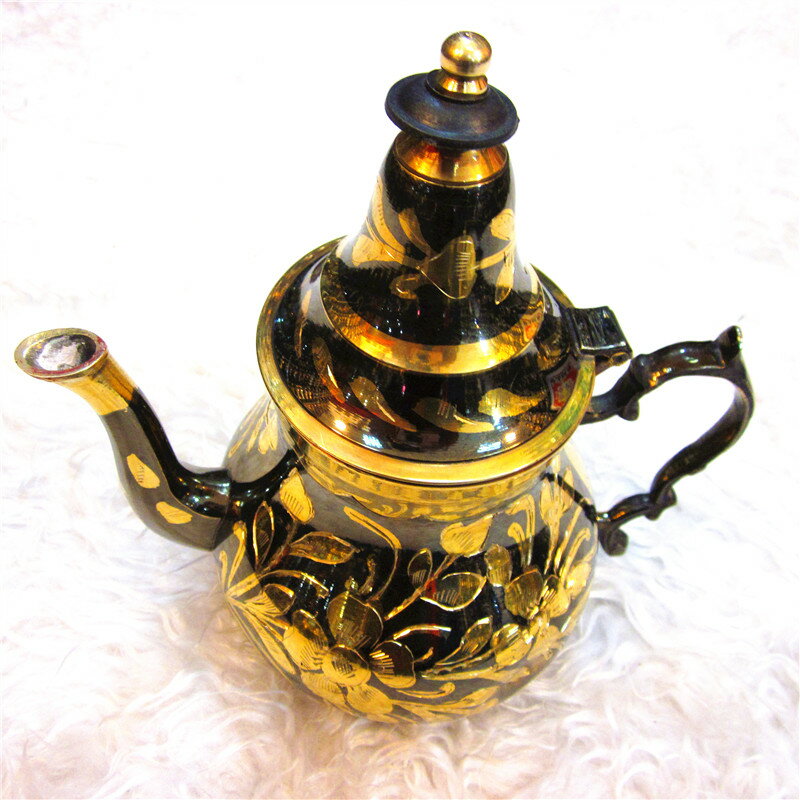印度傳統手工藝品直銷印度銅雕民族壺印度銅雕餐具咖啡壺工藝禮品1入