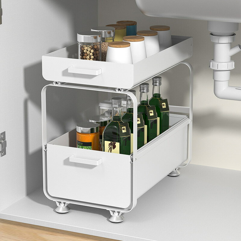 多功能下水槽置物架落地式推拉伸縮抽拉儲物架下櫥柜收納架新品