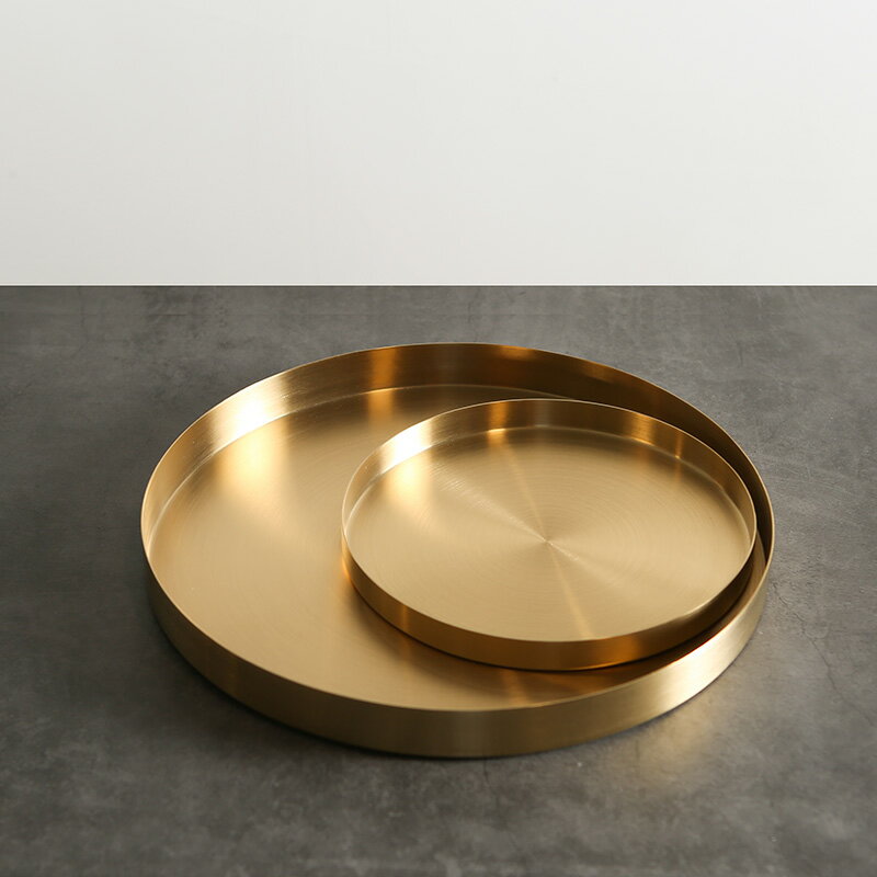 北歐ins風黃銅色圓形收納盤 置物多用盤 首飾托盤桌面擺件