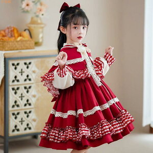 圣誕節女童加絨洛麗塔公主裙洋裝小紅帽裙子兒童Lolita連衣裙秋冬