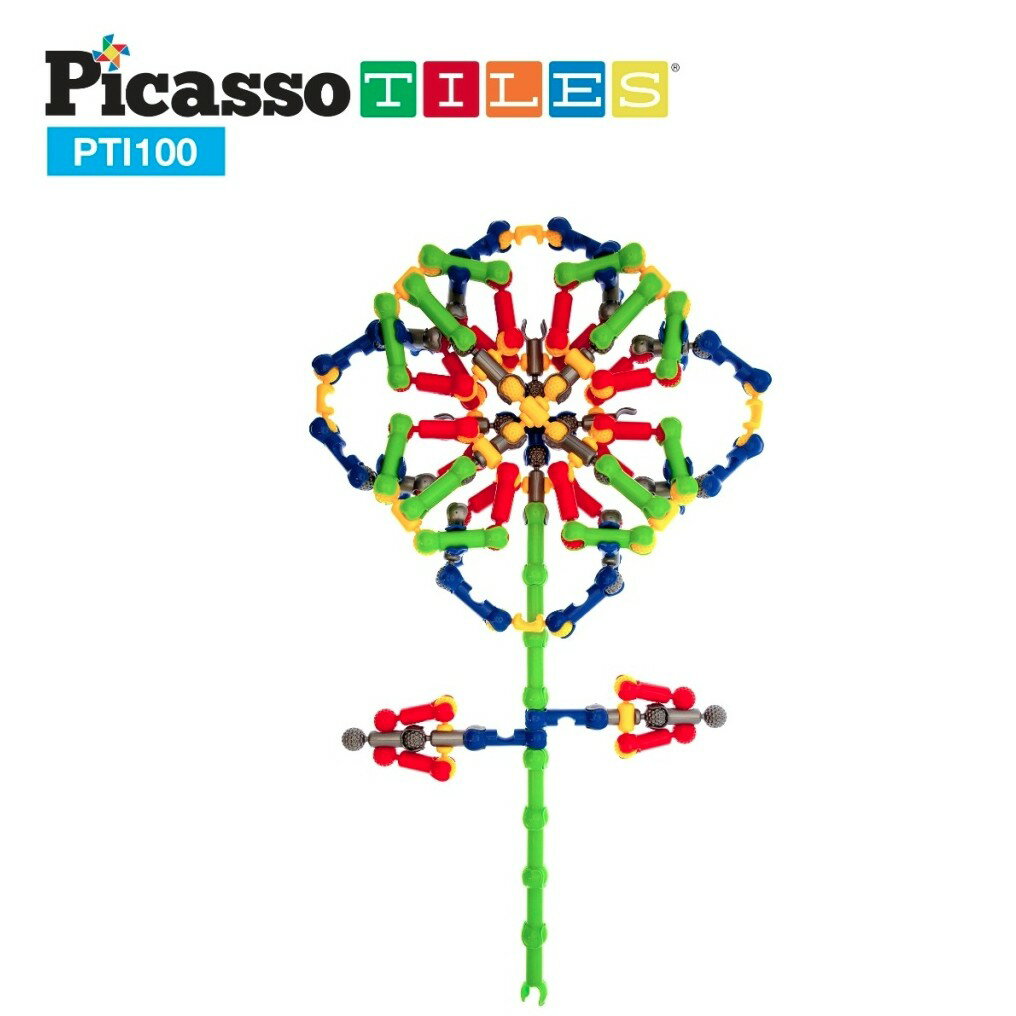 美國畢卡索Picasso Tiles PTI100畢卡索竹節積木100入 卡榫玩具 5