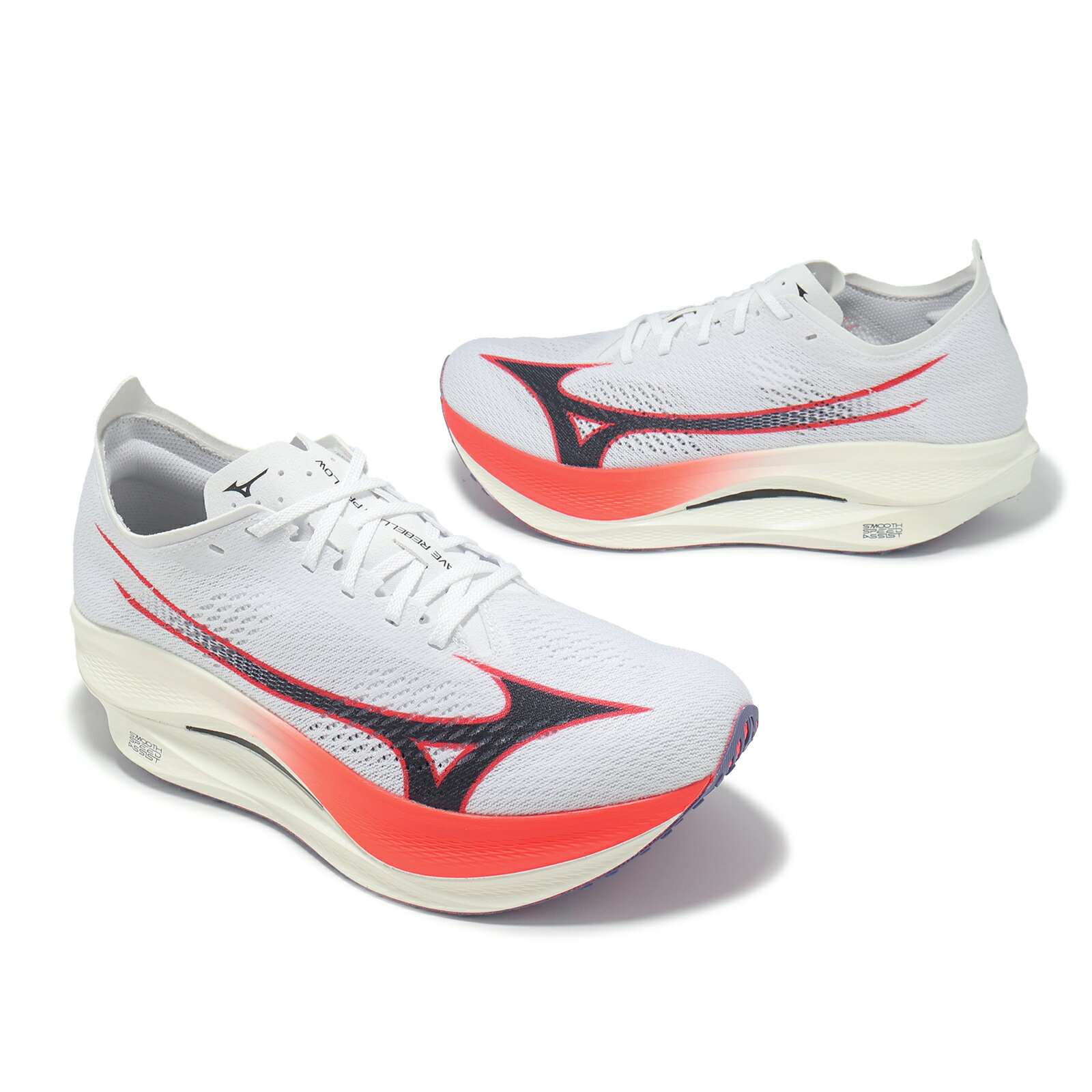 Mizuno 競速跑鞋 Wave Rebellion PRO Low 男鞋 白 紅 碳板 長距離 馬拉松 美津濃 U1GD2540-11 5