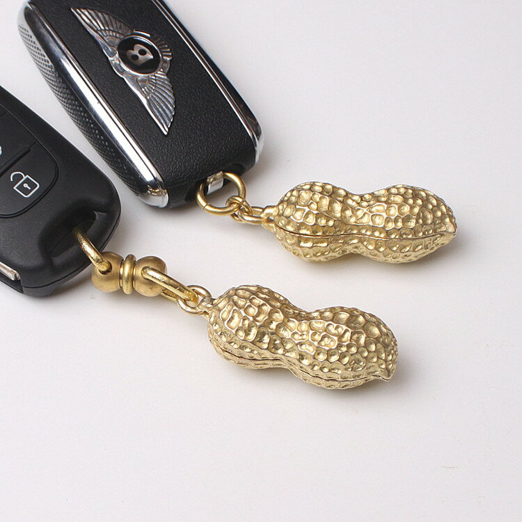 中國風銅飾黃銅鑰匙扣掛件花生吊墜飾品禮品圈環小禮品直銷1入