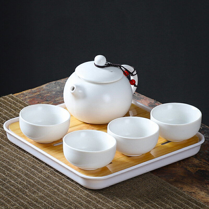 功夫茶具整套陶瓷泡茶壺茶盤簡約茶臺蓋碗耐熱玻璃小套裝家用茶杯