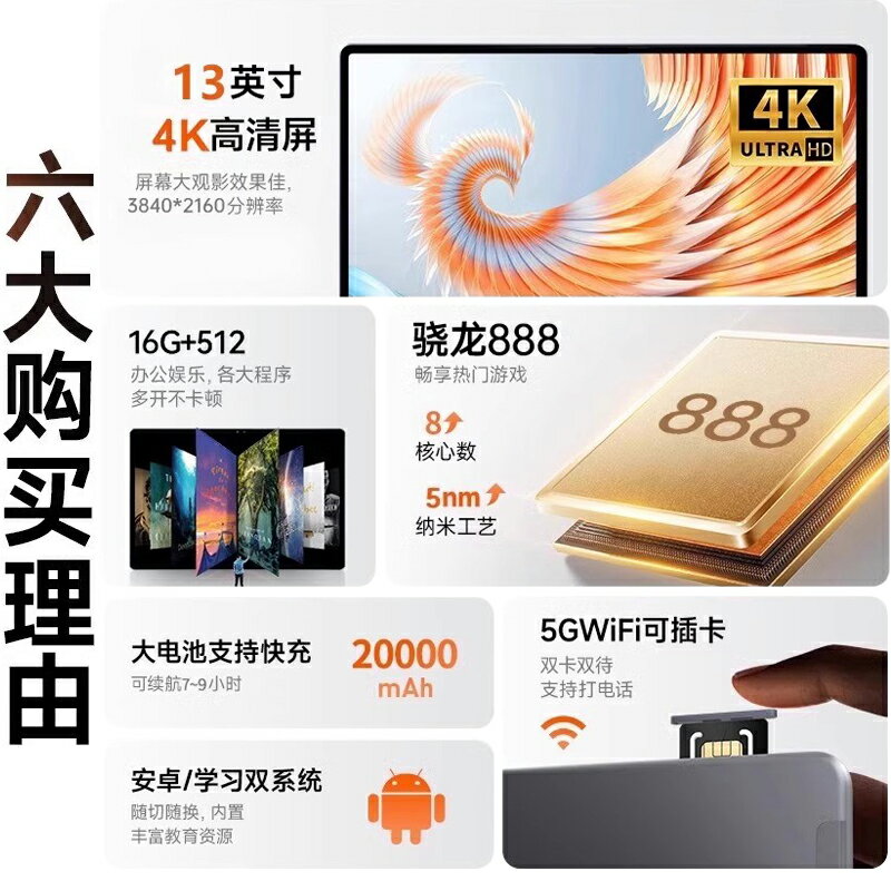 【官方正品】2024新款平板電腦5G護眼14英寸高清全面屏二合一手機可插卡旗艦店學習繪畫學生游戲辦公畫畫-朵朵