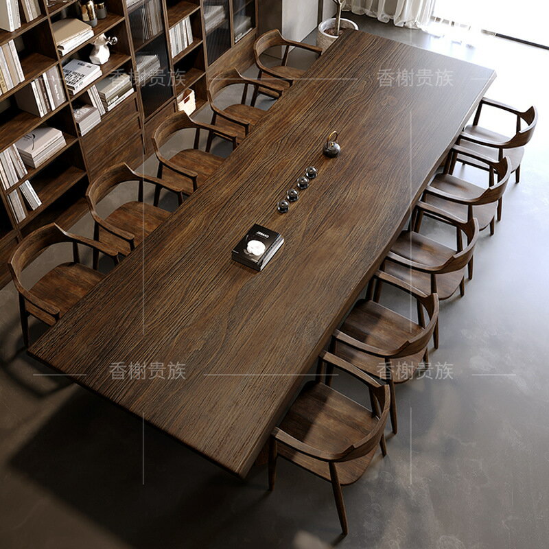 【會議桌】北歐實木辦公桌公司員工辦公桌椅組合簡約現代培訓大型會議桌長桌