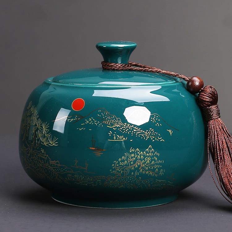 中式茶葉罐陶瓷密封罐大號普洱茶罐家用紅茶綠茶復古儲存防潮罐子 「店長推薦」