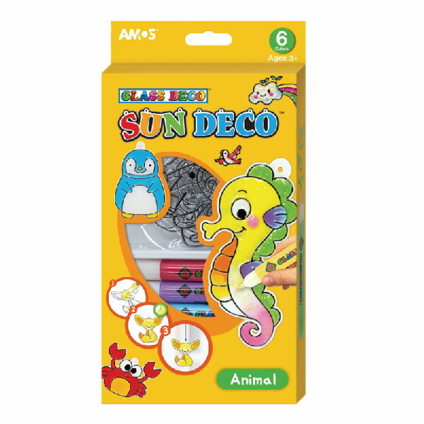 AMOS 阿摩斯 韓國原裝 6色 動物 主題 吊飾 玻璃彩繪 膠 / 組 SD10P6-A