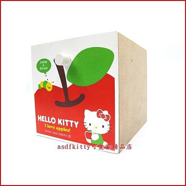 文具【asdfkitty可愛家】KITTY抱蘋果桌上型抽屜/置物盒-可堆疊-日本正版2005絕版商品