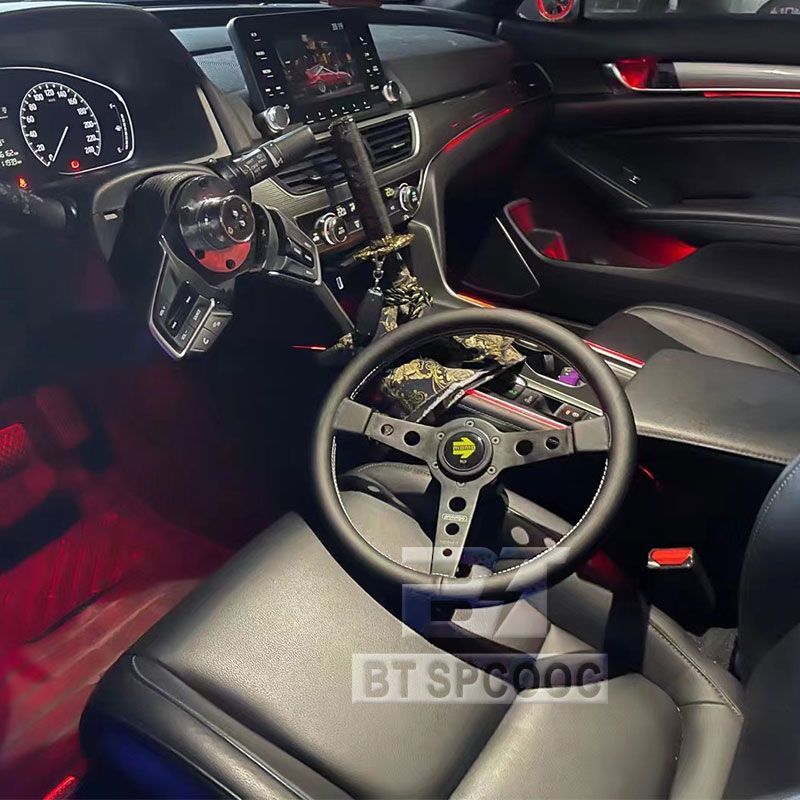 免運公司貨 汽車方向盤 新款 14寸momo方向盤P1汽車改裝真皮方向盤 改賽車快拆方向盤通用 可開發票/快速出貨