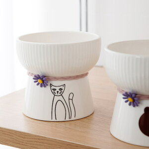 寵物碗貓護頸粘寵物碗可愛飲水狗碗日式高腳貓碗貓盆陶瓷糧碗小狗