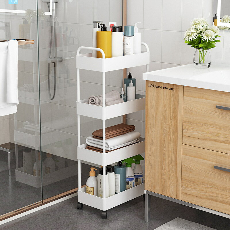 免運 置物架 客廳可移動置物架落地浴室洗漱用品架果蔬廚房夾縫收納架