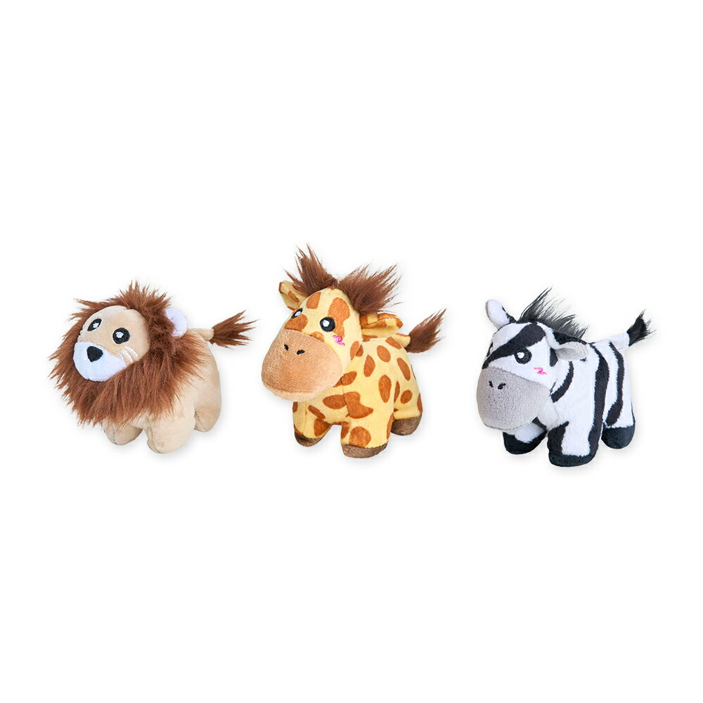 【SofyDOG】ZippyPaws 毛茸茸夥伴-獅子&長頸鹿&斑馬 狗狗玩具 寵物玩具 發聲玩具 毛絨玩具