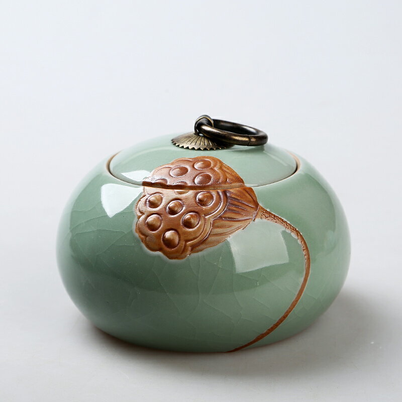 青瓷大碼儲存罐手工陶瓷茶具便攜普洱茶密封罐大小號茶葉罐 4