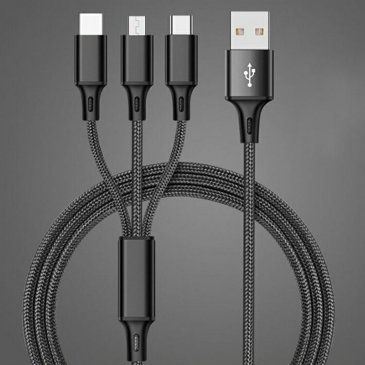 多功能編織充電線 iPhone 安卓 Type-C Micro USB 三合一 充電線
