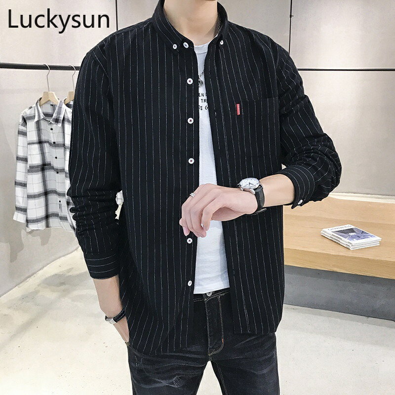 襯衫男 時尚緊身條紋長袖襯衫 3色入 舒適透氣親膚柔順上衣 港風日系簡約工作襯衫 現貨速發 M-5XL