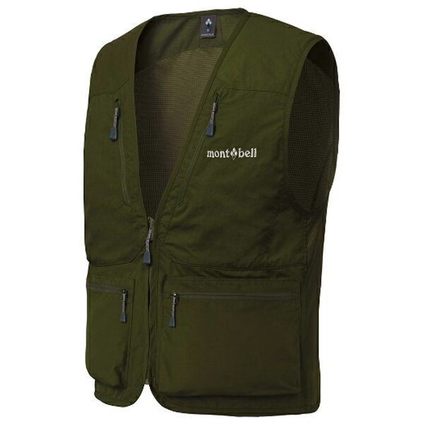 日本【Montbell】NATURE CUIDE VEST 多口袋背心 (深綠色/卡其)