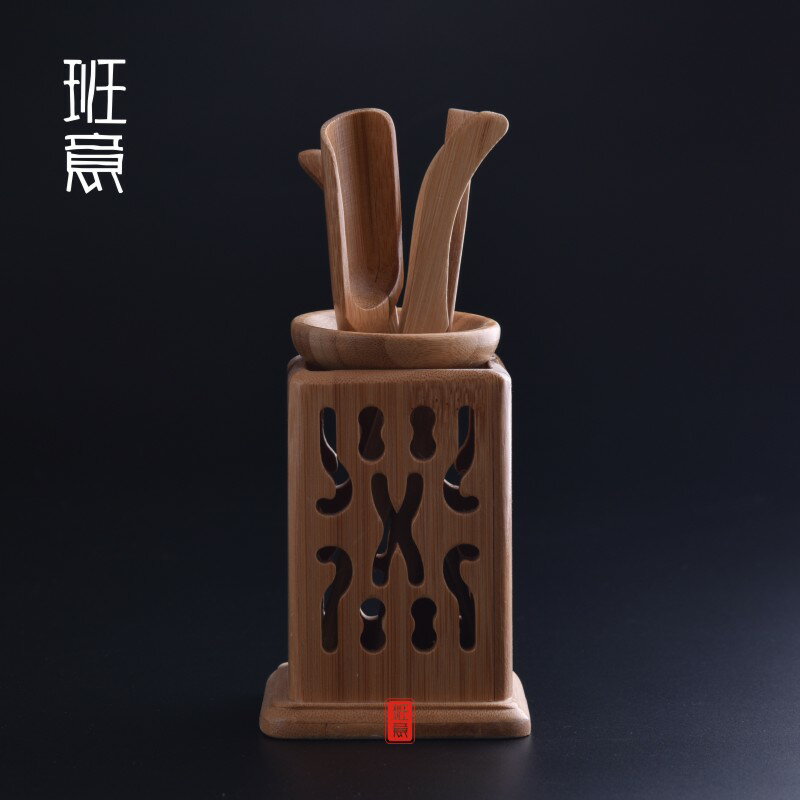 茶道六君子茶盤茶具擺件竹製整套功夫茶具茶夾竹子茶勺套裝零配件1入